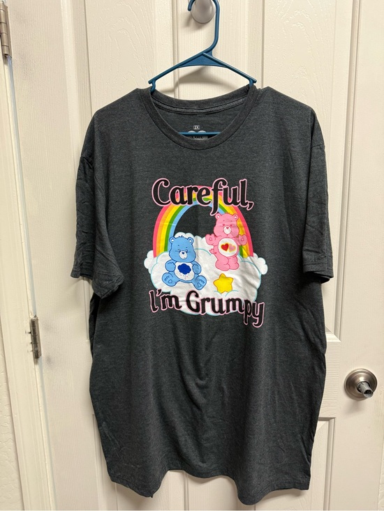 Care Bears Tops - Plus Size Care Bears Careful I'm Grumpy Rainbow Graphic T-Shirt - Charcoal